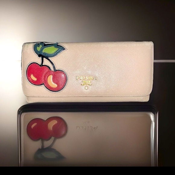Prada Saffiano Cherry Long Wallet + Bundle - Picture 3 of 15
